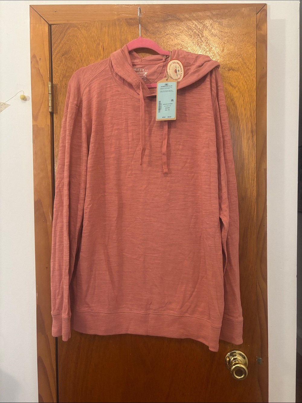 NWT Faherty Men’s Sunwashed Slub 100% Cotton Hoodie Sweatshirt in Faded Flag